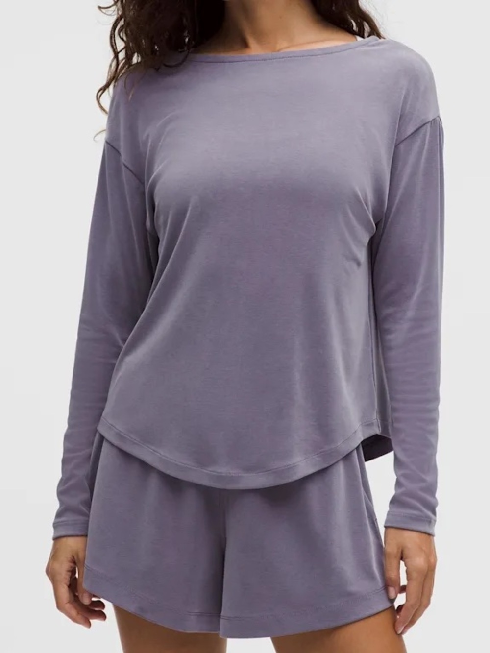 Drapey Softstreme Boatneck Long-Sleeve Shirt - Grape Mist Small